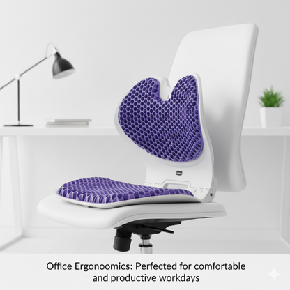 Posture Max Pro,  Foldable Ergonomic Posture Corrector Seat for Office Chair, Car Seat & Meditation, Breathable Honeycomb TPE Back Support Cushion, Improves Posture, Spine Alignment & Pressure Relief, Durable, Lightweight, Grey & Purple