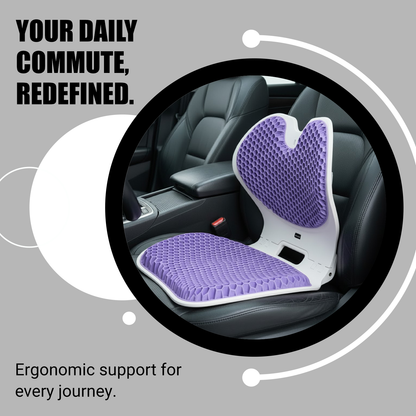Posture Max Pro,  Foldable Ergonomic Posture Corrector Seat for Office Chair, Car Seat & Meditation, Breathable Honeycomb TPE Back Support Cushion, Improves Posture, Spine Alignment & Pressure Relief, Durable, Lightweight, Grey & Purple